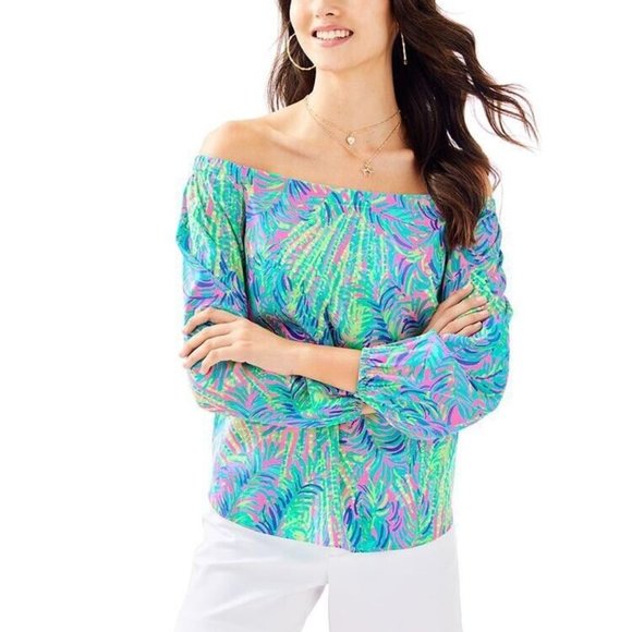 Lilly Pulitzer Pink Sunset Coco Breeze  Adair Silk Top - Picture 1 of 5